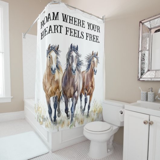 Rideaux De Douche Chevaux Mustang Occidentaux Wild & Free (En situation)
