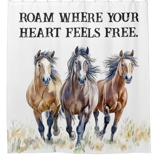 Rideaux De Douche Chevaux Mustang Occidentaux Wild & Free (Devant)