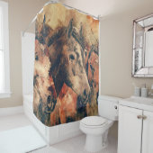 Rideaux De Douche Chevaux Peinture d'aquarelle artistique (En situation)