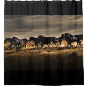 Rideaux De Douche Chevaux sauvages fonctionnant librement