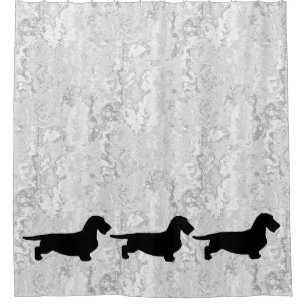 Rideaux De Douche Cheveux ronds Dachshund - Silhouette 1