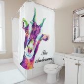 Rideaux De Douche Chèvre d'art pop coloré personnalisée (En situation)
