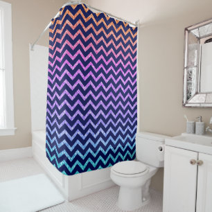 Rideaux De Douche Chevron bleu nuit et texture Parties scintillant c