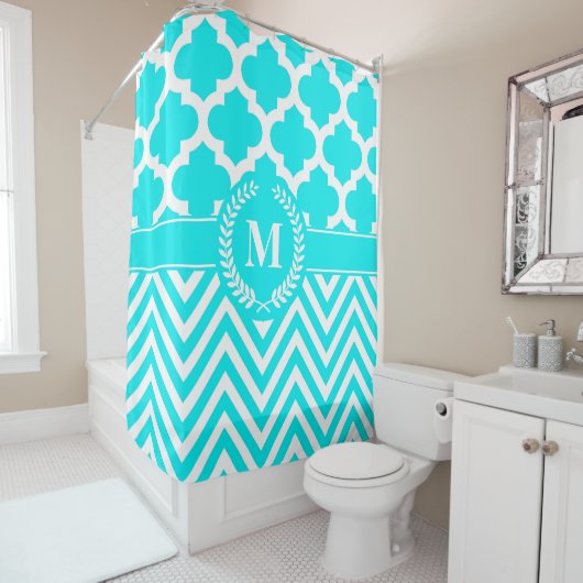 Rideaux De Douche Chevron et Quatrefoil (En situation)