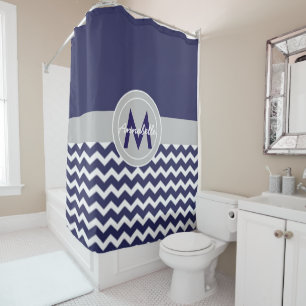 Rideaux De Douche Chevron gris bleu foncé