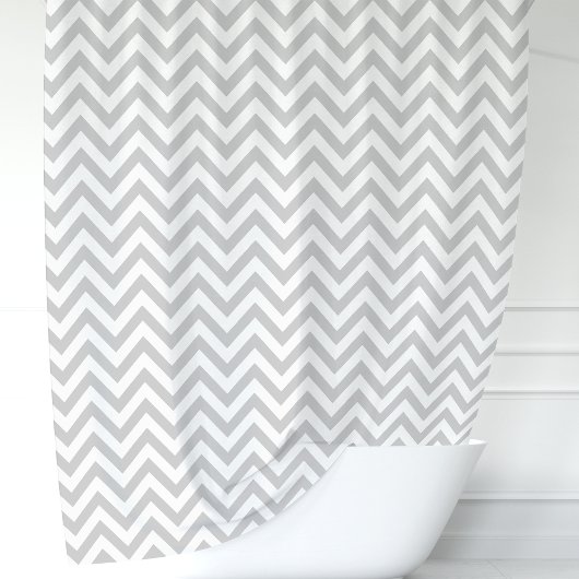 Rideaux De Douche Chevron gris et blanc