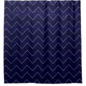 Rideaux De Douche Chevron Grunge Bleu foncé avec Accents Argent (Devant)
