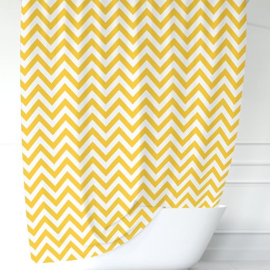 Rideaux De Douche Chevron jaune et blanc
