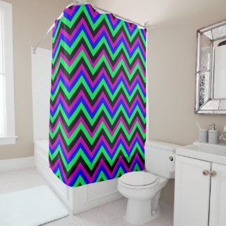 Rideaux De Douche Chevron Néon – Motif Zigzag Couleur Audacieuse