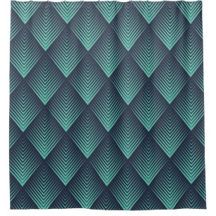 Rideaux De Douche Chevron Op-Art bleu néon.