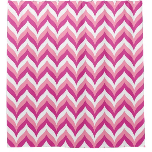 Rideaux De Douche Chevron Rose Clair Et Blanc (Devant)