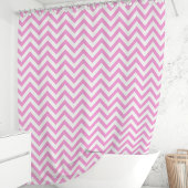 Rideaux De Douche Chevron rose et blanc