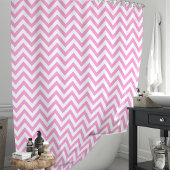Rideaux De Douche Chevron rose et blanc