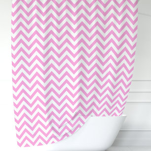 Rideaux De Douche Chevron rose et blanc