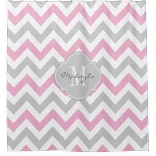 Rideaux De Douche Chevron rose et gris de Cottoncandy avec le
