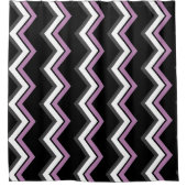 Rideaux De Douche Chevron rose, noir, gris et blanc (Devant)