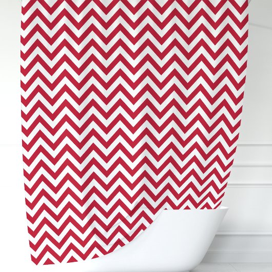 Rideaux De Douche Chevron Rouge et Blanc