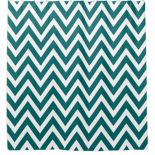 Rideaux De Douche Chevron Turquoise foncé et blanc (Devant)