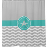 Rideaux De Douche Chevron turquoise gris (Devant)
