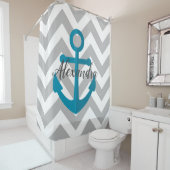 Rideaux De Douche Chevrons et Ancres (En situation)