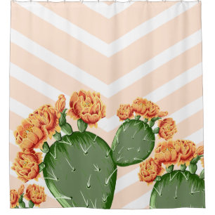 Rideaux De Douche Chevrons modernes Prickly Pear Flower Cactus