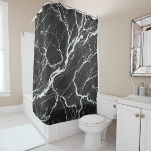 Rideaux De Douche Chic Aspect Marbre Noir & Blanc Glamour