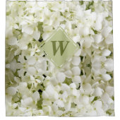 Rideaux De Douche Chic blanc Hydrangea Sage vert Monogramme (Devant)