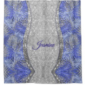 Rideaux De Douche chic bleu violet argent parties scintillant feuill (Devant)
