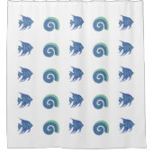 Rideaux De Douche Chic Blue and White Fish Shell Beach House (Devant)