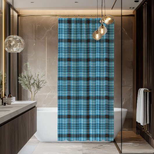 Rideaux De Douche Chic Bold Manly Plaid Shower Curtain Blue Grey