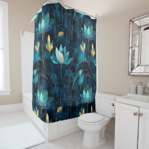 Rideaux De Douche Chic chrysanthème turquoise