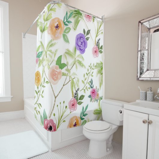 Rideaux De Douche Chic Floral Décontracté (En situation)