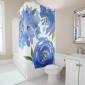 Rideaux De Douche Chic Girl Blue Floral Peonies Hydrangeas (En situation)
