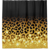 Rideaux De Douche Chic Gold Glitter Leopard Print Pattern (Devant)