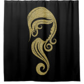 Rideaux De Douche Chic Gold Parties scintillant Beauté Fille cheveux (Devant)