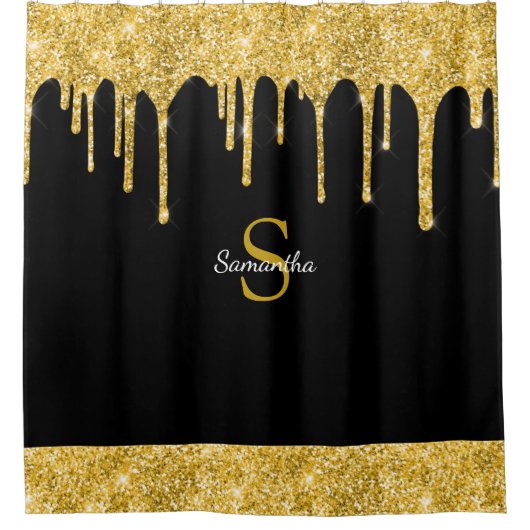 Rideaux De Douche Chic Gold Parties scintillant Drift Sparkle Black  (Devant)