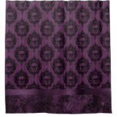 Rideaux De Douche Chic gothique pourpre | Aubergine et crâne noir (Devant)