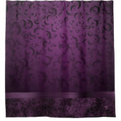 Rideaux De Douche Chic gothique pourpre | Eggplant et Lunes noires (Devant)