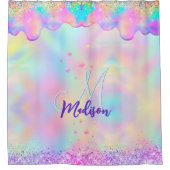 Rideaux De Douche Chic holographique monogramme de parties scintilla (Devant)
