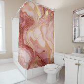 Rideaux De Douche Chic ivoire, Terracotta et or marbleisé (En situation)