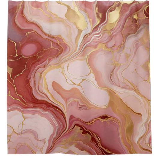 Rideaux De Douche Chic ivoire, Terracotta et or marbleisé (Devant)