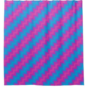 Rideaux De Douche Chic Magenta Bright Blue Turquoise Pink Chevrons