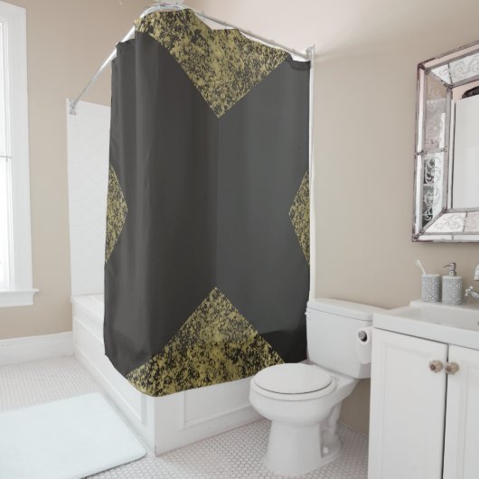 Rideaux De Douche Chic Moderne Or et Gris (En situation)