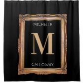 Rideaux De Douche Chic Monogramme noir et or (Devant)