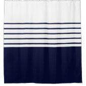 Rideaux De Douche Chic Navy Blue Stripes Beach House Nautique (Devant)