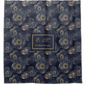 Rideaux De Douche Chic Navy Gold Bathroom Statement Curtain (Devant)