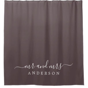 Rideaux De Douche Chic Newlysée M. Mme Dark Burgundy Monogramme