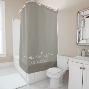 Rideaux De Douche Chic Newlysée M. Mme Gray Monogram