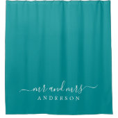 Rideaux De Douche Chic Newlysée M. Mme Tropical Green Monogram (Devant)