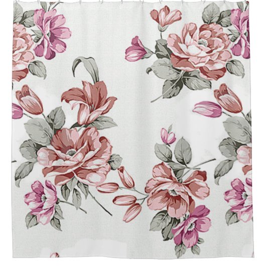 Rideaux De Douche Chic Rétro Fleurs Féminines Éculées (Devant)